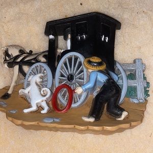 Vintage 1995 Burwood Amish Buggy  Wall Plaque.